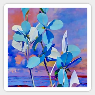 Blue Blossoms by the Sea Sticker